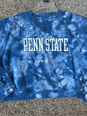 Penn State Blue Tie-Dye Ribbed Crewneck Sweater